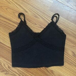 Cropped black lace cami